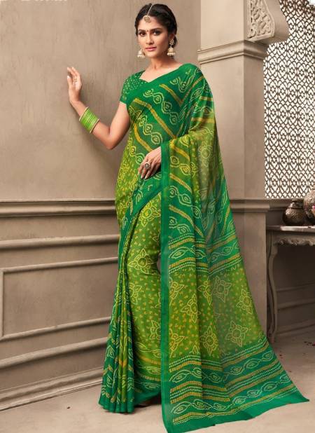 Green Colour Ruchi Kesariya Chiffon 65th Edition Daily Wear Chiffon Saree Collection 12003 D